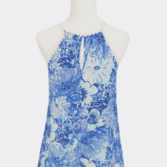 Lilly Pulitzer Blue Floral Crochet Halter Dress – Size 0 - Picture 2 of 5